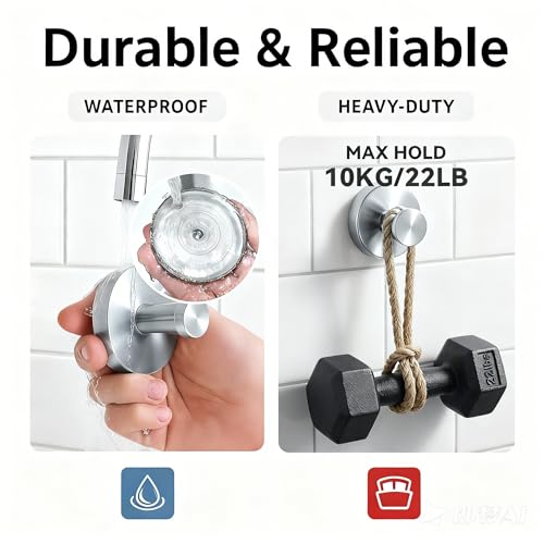 Suction Cup Wreath Hangers for Front Door Glass, Heavy Duty Vacuum Holder with Extended Hook, Washable Reusable Towel Hooks for Bathroom Shower, Silver 2 Pack Stainless Steel - color: Silver
