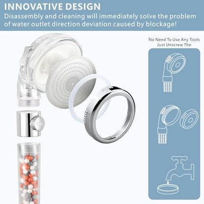 Filtered Handheld Shower Head with ON/OFF Switch - High Pressure 3 Spray Setting Showerhead Filter For Hard Water - For Dry Skin & Hair - style: B - Handheld Shower