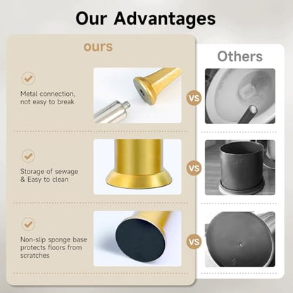Brass Toilet Brush and Holder，Extra Long Handled Gold Toilet Brush for Bathroom，Stainless Steel Heavy Duty Toilet Bowl Brush,Deep Cleaning Modern Toilet Cleaner Brush -Space Saving, Covered Brush - color: Brass Gold