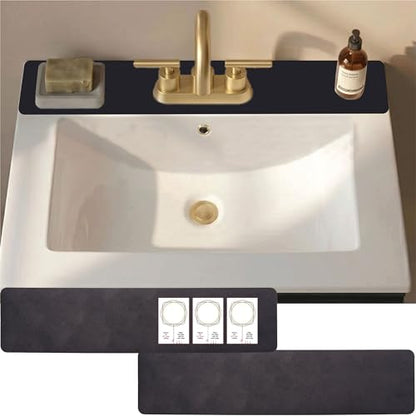 Customizable Faucet Mat Kitchen: AHA HOMEWARE Diatomite Rubber Kitchen Sink Splash Guard, Absorbent, Cuttable 2-PACK (Black, 24") - color: Black, size: 24" x 24"