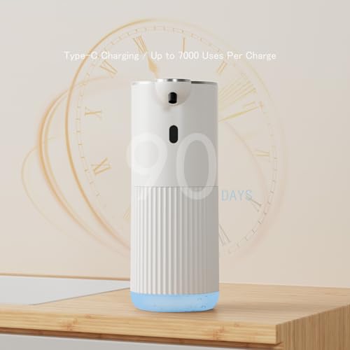 Automatic Liquid Soap Dispenser, Touchless Hands-Free, Crisp White - USB-C Rechargeable with LED Display (Battery Included), 7000 Uses, 6 Dispensing Settings, for Kitchen Bathroom, Mountable - size: Liquid