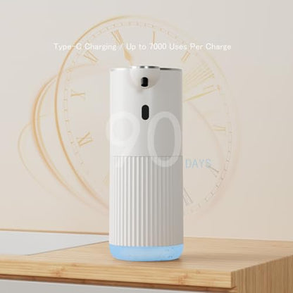Automatic Soap Dispenser with LED (Battery% & Foam Level), 7000 Uses, 6 Foam Settings, Wall Mount/Countertop, USB-C Rechargeable, for Bathroom Kitchen, White - size: Foam