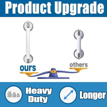 Shower Grab Bar, Suction Grab Bars for Shower, 2 Pack 16.11 Inch Shower Handles for Elderly Suction, Bathroom Grab Bars for Seniors, Shower Grab Bars Suction Heavy Duty, Waterproof No Drilling - size: 16.11"L x 4.11"W