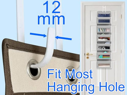 Mars-Rock Double Over Door Steel Hooks 2 Pack Fit 1-3/8" Door 5.5" White | Plastic Coated Rubber Feel Towel Rack Robe Coat Shoe Wreath Hanger No Damage No Scratch for Bathroom Heavy Duty Thin Top