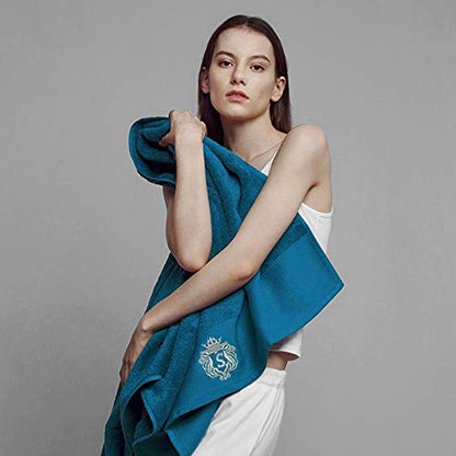 Luxury Bathroom Super Soft and Highly Absorbent Premium 100% Cotton Bath Towel Set for Gifts (Blue-J) - color: Blue-j