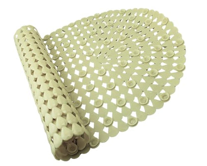 Luxury Oval Bath & Shower Mat 27" x 15" – Non-Slip PVC Bath Mat with Secure Suction Cups, Pear Diamond Design, Modern Bathroom Safety – Dependable Industries (Beige) - color: Beige