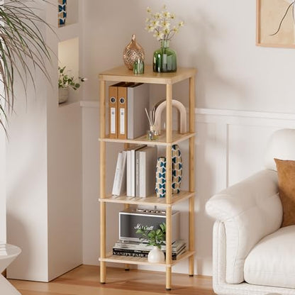 AmazerBath Bamboo Bathroom Shelf, 4-Tier Bathroom Storage Shelf, Multifunctional Storage Rack for Living Room Bedroom Kitchen, Space Saver - size: 4 Tier - Natural