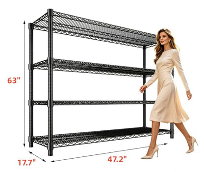 Garvee 4-Tier Wire Shelving 2560LBS Heavy Duty Storage Shelves Garage Rack | - size: 47.2"W x 63"H x 17.7"D