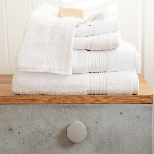 100% Turkish Cotton Towel Set of 6 - Soft, Plush & Super Absorbent - Premium Set with 2 Bath Towels, 2 Hand Towels, and 2 Washcloths - Made in Turkey (White, 6-Piece Towel Set) - color: White
