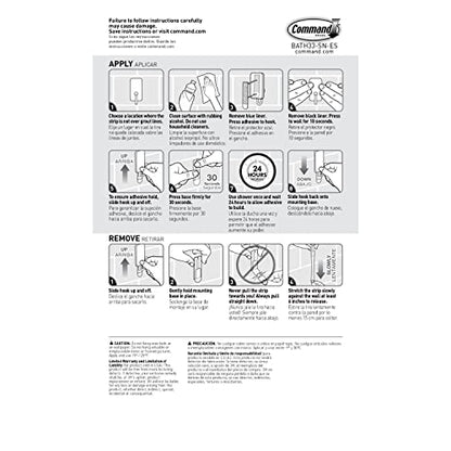 Command Small Bath Hook, Satin Nickel, 1-Hook, 2-Small Water-Resistant Strips, Organize Damage-Free (Pack of 2)