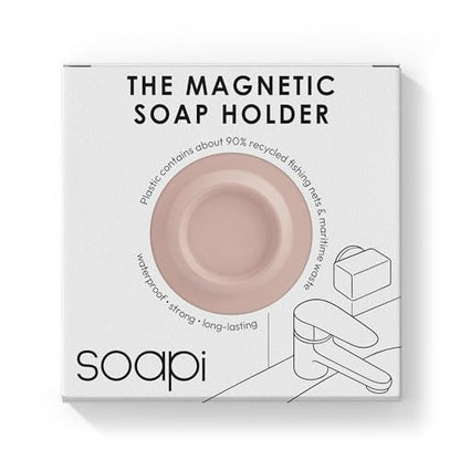 Magnetic Soap Holder – No-Drill Installation – Space-Saving Wall Soap Dish – Wall Mounted, Eco-Friendly Bar Soap Holder – Recycled Ocean Plastic – Stick Anywhere - Soapi (Peach) - color: Peach