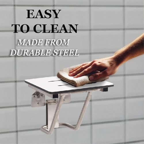 Folding Shower Chair for Elderly and Disabled | ADA Folding Shower Seat Wall Mounted Holds up to 400 lbs | Phenolic Resin Shower Chair for Inside Shower 304 Stainless Steel | 34.5”x16” - size: 34.5 x 16