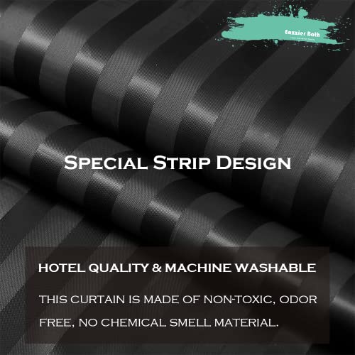 Waterproof Fabric Shower Curtain or Liner with Bottom Weight,72"x72" Black Strip Soft Hotel Quality Cloth 2-in-1 Shower Curtain with 12 Metal Grommet Holes,Light-Weight & Machine Washable