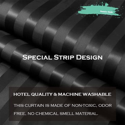 Waterproof Fabric Shower Curtain or Liner with Bottom Weight,72"x72" Black Strip Soft Hotel Quality Cloth 2-in-1 Shower Curtain with 12 Metal Grommet Holes,Light-Weight & Machine Washable