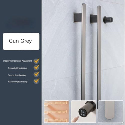 Bathroom Heated Towel Rack, Gray Towel Warmer, 2Bars, 110V | Smart Touch Control, Wall Mounted, Concealed Hardwired, Stainless Steel, Dry Towels in Modern Bathrooms, Space-Saving Design - color: Gun Grey-2 Bars