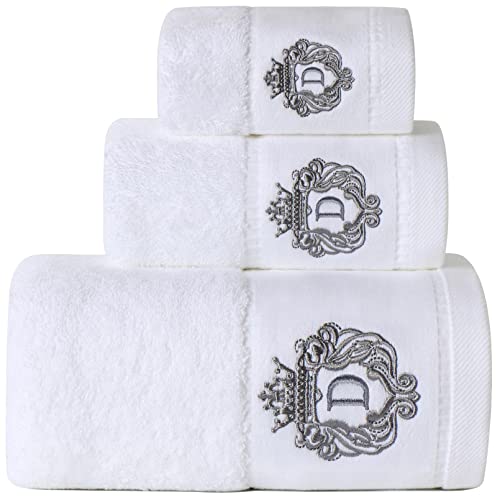 Luxury Bathroom Super Soft and Highly Absorbent Premium 100% Cotton Bath Towel Set for Gifts (White-D) - color: White-d