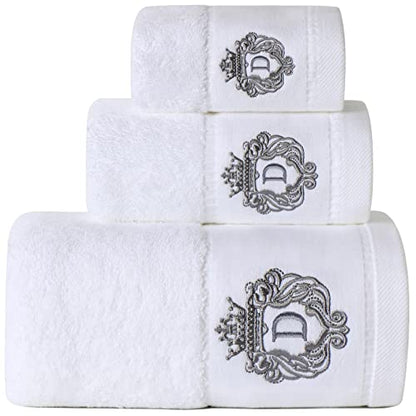 Luxury Bathroom Super Soft and Highly Absorbent Premium 100% Cotton Bath Towel Set for Gifts (White-D) - color: White-d