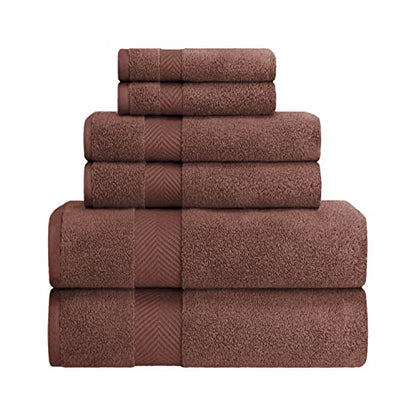 Zero-Twist Towel Collection, Luxurious Cotton Oversized 6-Piece Towel Set, Bath Towel 30" x 54", Hand Towel 16" x 30", Face Towel 13" x 13", Absorbent and Fast-Drying, Espresso by Blue Nile Mills - color: Espresso, size: 6 Piece Towel Set