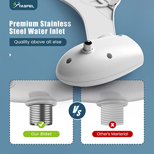 YASFEL Bidet Attachment for Toilet, Self-Cleaning Bidet Sprayer Non-Electric Dual Nozzle for Feminine/Posterior Wash Bidet Toilet Attachment with Pressure Controls (White) - color: White