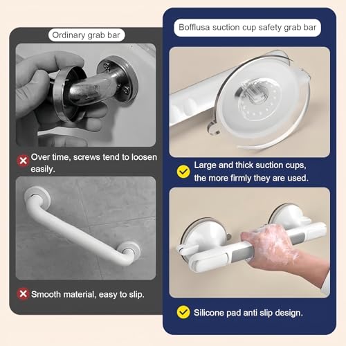 Grab Bar for Elderly for Wall,Grab Bar for Bathtubs and Showers,Shower Handle,Non-Slip Handrail Safety Grip for Seniors No Drilling,Shower Handles for Elderly Suction,Bathroom Accessories