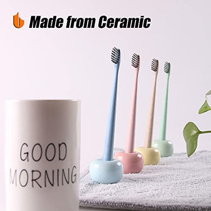 Urbanstrive Sleek Mini Ceramics Toothbrush Holder Stand for Bathroom Vanity Countertops (1-Pack White) - color: 1-pack White
