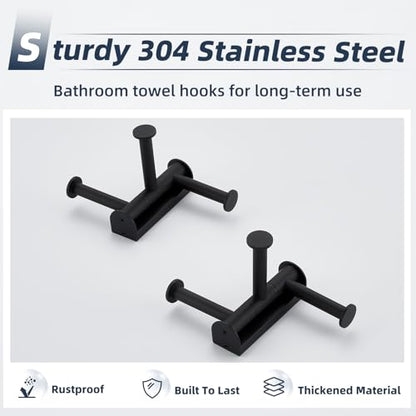 Matte Black 3-Arm Swivel Towel Hooks, 2 Pack, 304 Stainless Steel | Rustproof Rotating Wall Hooks for Bathroom Kitchen Closet, Heavy Duty 11 lbs, Smooth 180° Rotatable & Foldable, Wall Mounted - color: Matte Black, size: 2 Pack