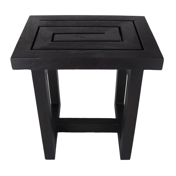 Teak Shower Bench - Teak Shower Seat - Wood Bathroom Stool (Black) - color: Blackened, size: Medium