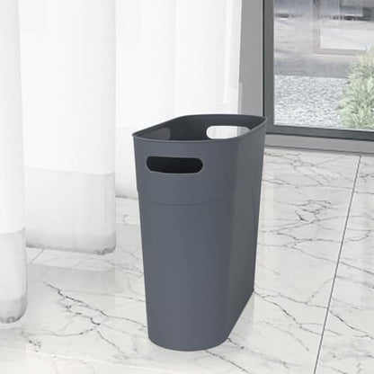 2 Pack 3.2 Gallon Plastic Trash Cans for Bathroom, Small Waste Bins with Handles, Compact Garbage Containers for Narrow Spaces, Recycle Wastebaskets for Office, Kitchen, Bedroom, Living Room (gray) - color: gray