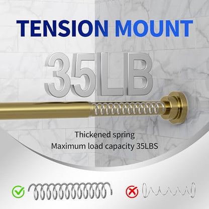 Mcrbeay Shower Curtain Rod, 1" Diameter Heavy Duty Tension Shower Rod, Non Slip Adjustable 28-74 inch No Drilling Shower Curtain Rods Spring Tension For Bathroom, Shower Stall, No Rust, Chrome Gold - color: Gold, size: 28-74 Inches