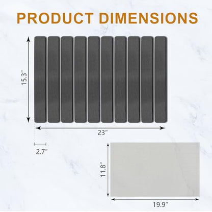 Large Stone Dish Drying Mat for Kitchen Counter, 24"×16" Quick Dry Collapsible Diatomaceous Earth Mat – Super Absorbent Foldable Drying Pad for Dishes (Dark Gray, 23.2" x 15.4") - color: Dark Gray