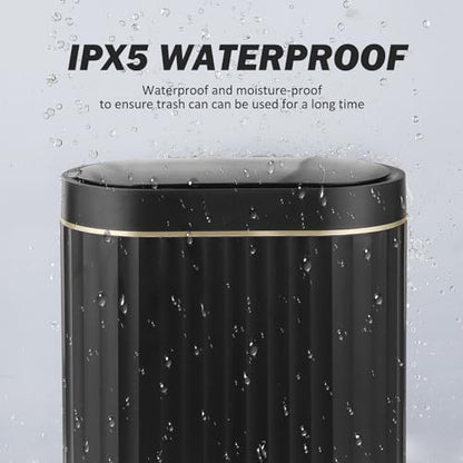 ELPHECO Black Bathroom Trash Can with Lid 2 Gallon Sensor Trash Bin, Automatic Narrow Garbage Can, Waterproof Smart Trash Can, Slim Motion Sensor Waste Bins for Bathroom, Living Room, Office | Automatic Garbage Can, IPX5 Waterproof Plastic Wastebasket, Sl