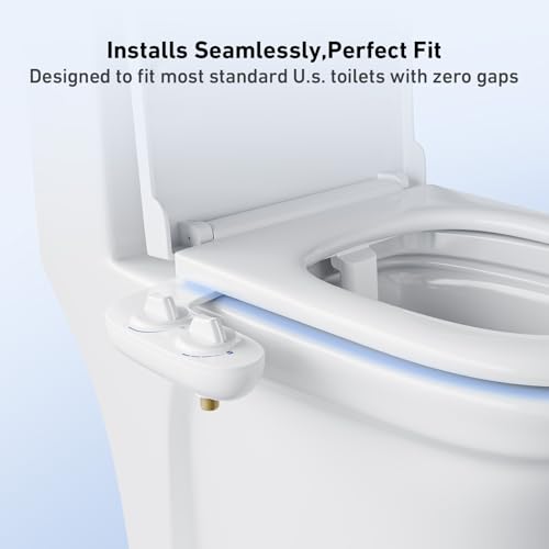 Bidet Attachment for Toilet, Non-Electric Dual Nozzle Toilet Sprayer, Cold Water Adjustable Pressure Bidet Sprayer for Women, Elderly & Postpartum Hygiene, Easy Install Portable Bathroom Bidet - color: White Knob