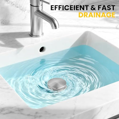 Pop up Bathroom Sink Drain with Overflow, Removable Stainless Steel Hair Catcher, Fits 1.5-1.75", Brushed Nickel Stainless Steel Bathroom Sink Stopper for Vanity Vessel Sink Drain Stopper - color: Brushed Nickel, style: Big Popup Cap