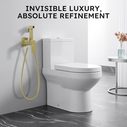 Arofa Built-in Hot and Cold Bidet Sprayer, Hands-Free Control, Brushed Gold | Wall-Mounted Design, Dual Control Modes, Leak-Free Hose, Feminine/Baby/Pet Wash, Cloth Clean & Rinse, Stainless Steel, Square - color: Gold, size: Built-in Hot & Cold Water Mode