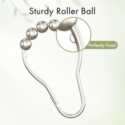 Shower Curtain Rings, Rust-Resistant Metal Shower Hooks Ring Shower Rings for Curtain Rolling Shower Curtain Hooks for Bathroom Shower Rod Shower Curtain Hangers, Set of 12, Matte Nickel - color: Matte Nickel