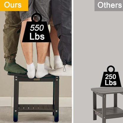 Shower Bench Seat for Shaving Legs, Waterproof Shower Stool for Inside Shower with Handles & Shower Head Holder, Bathroom Shower Chair, Black Shower Foot Rest with Adjustable Feet, Non-Slip - color: Black