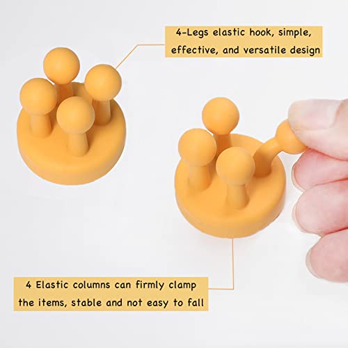iBetterLife Bathroom Toothbrush Holders Wall Mounted - 4Pcs Silicone Tooth Brush Razor Holder for Shower Mirror Hanging Loofah Towel, Self Adhesive Cute Storage Hook for Kitchen Living Room Office