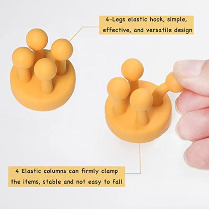iBetterLife Bathroom Toothbrush Holders Wall Mounted - 4Pcs Silicone Tooth Brush Razor Holder for Shower Mirror Hanging Loofah Towel, Self Adhesive Cute Storage Hook for Kitchen Living Room Office
