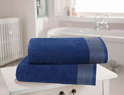 BELIZZI HOME Ultra Soft 2 Pack Oversized Bath Towel Set, 28x55 inches, 100% Cotton, Navy Blue - color: Navy Blue