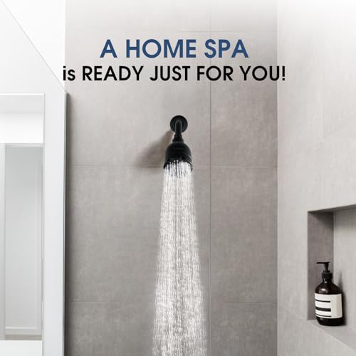 High Pressure Boosting Shower Head, ALOHOME 6 Powerful Spray Settings - Perfect for Low Water Pressure Homes, 3.6" Luxury Modern Shower Head with 360° Adjustable Brass Ball Joint - Matte Black - color: Matte Black