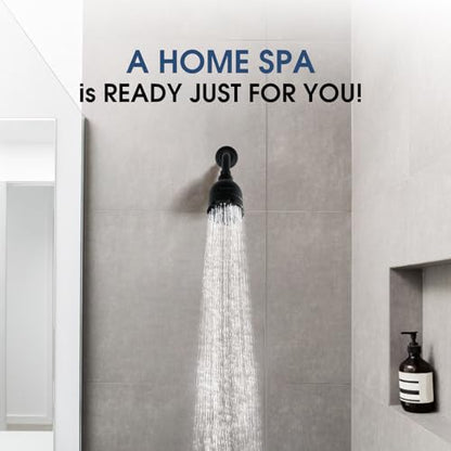 High Pressure Boosting Shower Head, ALOHOME 6 Powerful Spray Settings - Perfect for Low Water Pressure Homes, 3.6" Luxury Modern Shower Head with 360° Adjustable Brass Ball Joint - Matte Black - color: Matte Black
