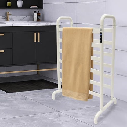 Dual-Row Freestanding Electric Towel Warmer Rack, 180W Fast Heat-Up Towel Rack with LED Display & Timer,12 Bars Towel Dryer for Bathroom, Large 23.62"x31.5" Drying Area