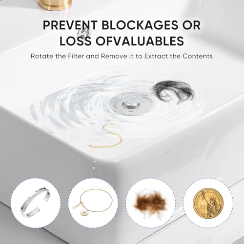 Bathroom Sink Drain Strainer, Universal 3 in 1 Bathroom Sink Stopper, Pop Up Bathroom Sink Drain Stopper with Removable Bathroom Sink Stopper Hair Catcher Basket, for 1.1 to 2.36''Hole - style: bathroom sink-1Pack