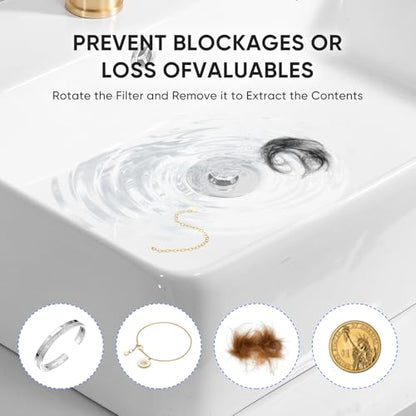 Bathroom Sink Drain Strainer, Universal 3 in 1 Bathroom Sink Stopper, Pop Up Bathroom Sink Drain Stopper with Removable Bathroom Sink Stopper Hair Catcher Basket, for 1.1 to 2.36''Hole - style: bathroom sink-1Pack