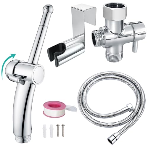 BARROCK Bidet Sprayer for Existing Toilet, Advanced Handheld Ergonomic Jet Spray Set with Precision Water Pressure Control for Muslim Shower/Feminine Hygiene/Pet Cleaning, Chrome - color: Chrome