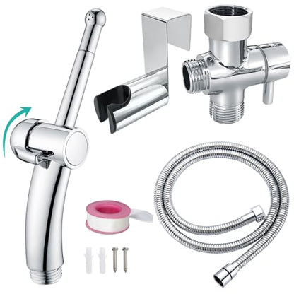 BARROCK Bidet Sprayer for Existing Toilet, Advanced Handheld Ergonomic Jet Spray Set with Precision Water Pressure Control for Muslim Shower/Feminine Hygiene/Pet Cleaning, Chrome - color: Chrome