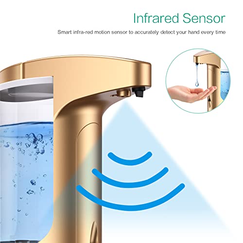 12.5oz Touchless Automatic Soap Dispenser, Automatic Liquid Hand Soap Dispenser, Battery Operated Adjustable Volume Water Resistant for Kitchen and Bathroom
