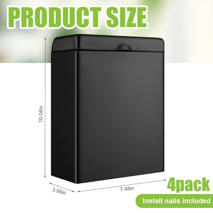 Tioncy 4 Pcs Sanitary Napkin Receptacle Wall Mounted,Black | Stainless Steel Sanitary Napkin Disposal Bins, Discreet Tampon Container, Home Office Public Restroom Use - color: Black