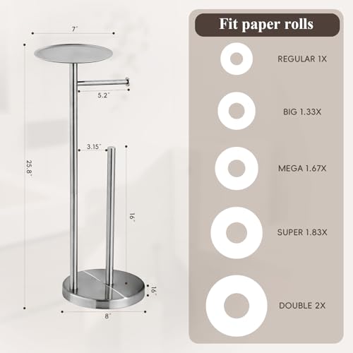 SHUNLI Toilet Paper Holder Stand - Modern Freestanding Toilet Paper Roll Holder with Storage Reserve, Toilet Tissue Paper Roll for Bathroom, SUS304 Stainless Steel (Brushed Nickel) - color: Brushed Nickel