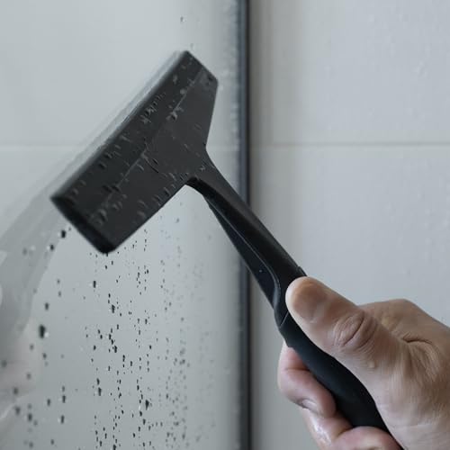 TOOLETRIES The Squeegee & Hook Glass Shower Squeegee – 10 Inch | Silicone grip shower squeegee for glass, mirrors and windows with a matching storage hook.